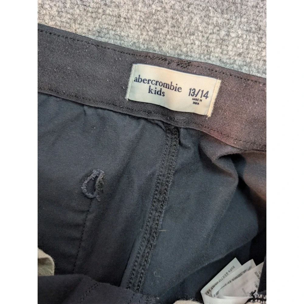 abercrombie kids cotton black jogger pants boys size 13/14 active casual stretch